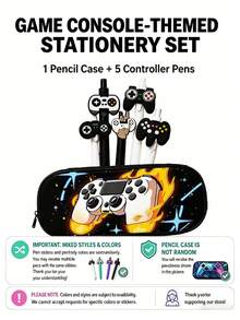 1 hộp bút chì + 5/10/15 bút bi hình tay cầm chơi game, bút ký tên độc đáo, bộ văn phòng phẩm dành cho học sinh, quà tặng nhỏ nhân dịp sinh nhật/lễ hội. - Bộ A - Xem 9