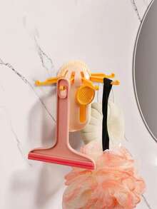 1pc Multi-Function Bathroom Expandable Hooks, No Drilling Easy Installation, Storage For Loofah, Toothbrush, Towel, Space-Saving Organizer Rack For Bathroom, Kitchen Utensil Hanging Rack - Multicolor - View 6