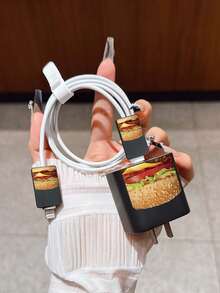 Ốp bảo vệ kiêm sạc điện thoại thiết kế hình bánh burger ngon tuyệt, tương thích với iPhone 15 Pro Max, 17 Pro Max, 16 Pro Max, 11, 12, 13, 14 Pro Max, thời trang và chống rơi vỡ. - màu đen - Xem 3