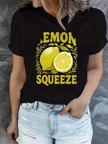 1 Women's Summer Short Sleeve T-Shirt With Print, Modern And Casual, Machine Washable, Comfortable Fit, 2D Flat Print, 180g, 100% Cotton. - 黑色_03 - 查看 1