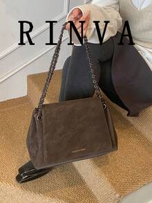 RINVA 1件装高端复古女士单肩包，时尚多功能链条斜挎包，适合购物、约会、商务旅行和办公使用 - 咖啡 - 查看 1