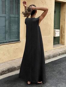 Women Midi Dresses - Black - View 2