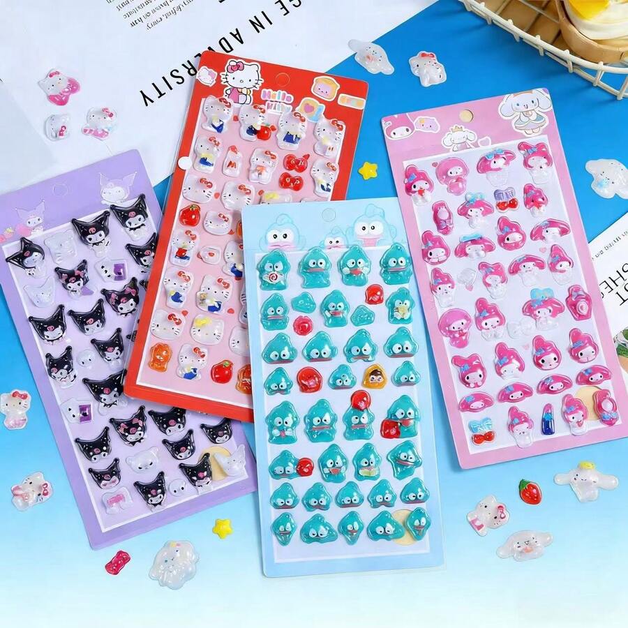 Hasbro 1张热门3D立体浮雕贴纸：日式旋律卡通动物，趣味贴纸 - 均碼 - 查看 1