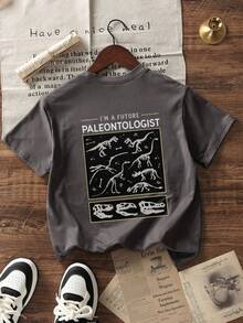Kaos Lengan Pendek Bergambar untuk Anak Laki-Laki, Atasan Musim Panas untuk Anak Laki-Laki yang Aktif - Dark Grey - View 4