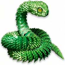 Movable Viper Model With Realistic Eyes And Articulated Joints, Vibrant Multi-Color Scales (30cm/11.81in), Perfect For Desk And Countertop Decor - Ideal For Parties, Outdoor Displays And Gift Exchanges - Great For Christmas, Valentine's Day And Birthday Gifts - Random Eye Color, 3D Printed Toys - Multicolor - View 7