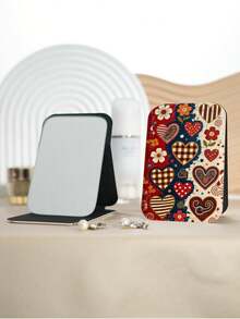 1pc Y2K Graffiti Series Compact Makeup Mirror, Foldable, Ultra-Thin, Portable, Durable PU Leather, Suitable For Travel, Gatherings, Work, School, Suitable For All Ages - Multicolor - View 13