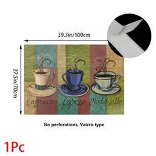 1pc, Home Decor, Coffee Pattern Printed Table Skirt, Kitchen Small Curtain, Kitchen Cabinet Cover, With Curtain Holes, Easy To Hang, Rectangular, Machine Woven, Machine Washable, Kitchen Decoration And Accessories, Perfect For Kitchen Cabinets And Home Decor - Multicolor - View 17