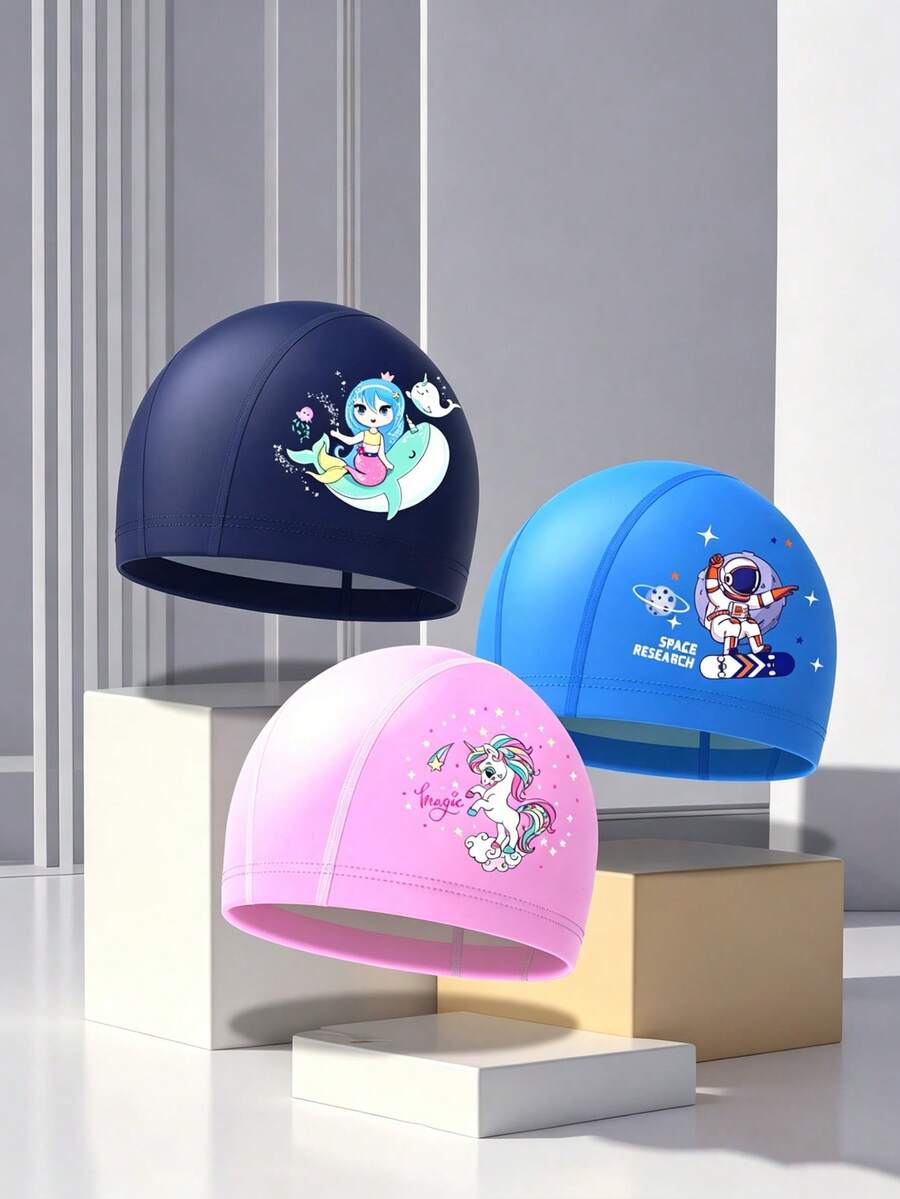 Waterproof Unicorn Astronaut Multi-Pattern Design - PU Swim Cap - Suitable For Swimming, Diving And Beach Activities. Perfect As Beach Essential, Beach Accessory And Pool Buoyancy Gear.