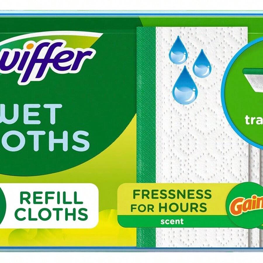 Wet Mopping Cloths Refills Multi Surface Floor Cleaner For Dirt Dust And Hair Fresh Gain Scent 24 Count - Gain Scent - 查看 1