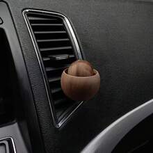 1個/3個手工汽車出風口擴香器，小圓形木製香氛擴香器，天然黑胡桃木色，汽車出風口精油擴香器，無香味（不含液體瓶） - A - 查看 4