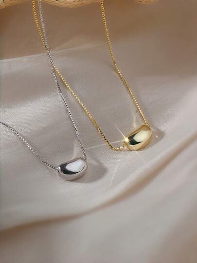 1pc Minimalist Elegant Rosary Bead Necklace, Unique Design Smooth Rosary Bead Pendant Clavicle Chain, Versatile Gold & Silver Color Necklace, Daily Accessory Gift For Girlfriend/Best Friend