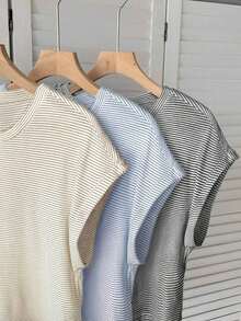 LUNE Set de 3 camisetas básicas de manga corta de unicolor, tops casuales, tops básicos para salir, tops de aeropuerto para mujer, tops de streetwear, tops de verano para mujer, 3 piezas, tops cortos, tops para mujer, camisetas para mujer, tops para salir para mujer, tops de festival para mujer, tops de color amarillo mantequilla para salir para mujer, tops de unicolor, tops sencillos, casuales - Multicolor 5 - Ver 5