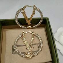 Fashion Gold-Plated Rhinestone Large Earrings, Exaggerated And Unique Earrings For Women - Vàng - Xem 4