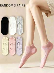 3/6 Paar Damen atmungsaktive Mesh Yoga Grip Socken Pilates Knöchelsocken Sport Bootssocken, Herbst. Pilates Socken - Verschiedenfarbig - Übersicht 8