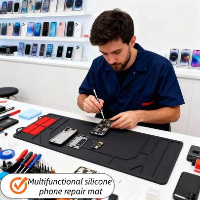 High-Temperature Resistant Magnetic Silicone Mat - Anti-Static Silicone Workbench Mat, Suitable For Mobile Phone/Computer Repair, Ideal For Electronic Product And Project Work, Durable And Easy To Clean | Designed For Precision Cleaning And Repair | Magnetic Cleaning Mat | Workbench Mat