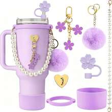 Compatible Mug Accessories Set, 40oz Mug Accessories, Straw Lid Accessories And Insulated Mug Accessories, Mug Accessories, Mug Sleeve Accessories, Mother's Day Gift, Father's Day Gift, Mother's Day Present, Suitable For Insulated Tumblers, Coolers, Mugs, Flat Bottom Cups. Make Your Mug More Stylish, A Unique Gift For Women. - Multicolor - View 8