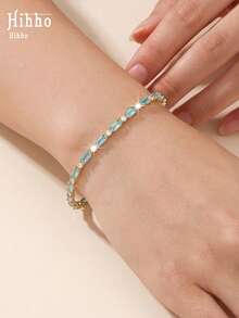Hihho 1pc Unique Colorful Crystal Geometric Design Bracelet, Multiple Colors Available, Minimalist Fashionable Versatile Dopamine Bracelet, Suitable For Daily Wear And Holidays - Bracelet - View 13