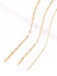 Dây môi bằng thép không gỉ mạ vàng 18K dài 100cm, dùng để làm vòng cổ, vòng tay, phụ kiện dây đeo cơ thể DIY. - Chuỗi tự làm - Xem 2
