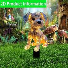1 pièce Décoration de jardin plate illuminée en 2D en forme de chien, décoration de jardin, pelouse et potager pour l'extérieur, convient pour le jardin, la pelouse, les plantes en pot, les fêtes, cadeau pour les amis - A - Voir 4