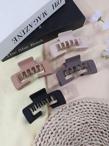 新款缺口方形霧面質感大號髮爪空心方夾，適合棒球帽夏季髮飾 - 彩色 - 查看 9