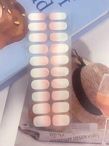 20pcs Ombre Pink Nail Stickers, Full Coverage Shiny Nail Art Stickers - Women Self-Adhesive Nail Stickers - Easy To Use And Long-Lasting Nail Stickers, DIY Nail Decoration, Suitable For Holiday, Party, Carnival, Stage, Music Festival Decoration - Baby Pink - View 3