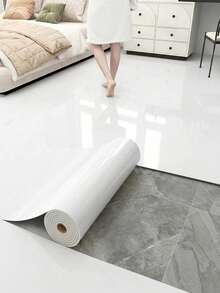 Extra Thick Glossy White Flooring And Wall Sticker - Removable And Peelable Vinyl Flooring, Wear-Resistant, Waterproof, Stain-Resistant, Easy To Clean And Maintain, Suitable For Bathroom, Kitchen, Living Room, Bedroom, RV Renovation - Pearl White - View 5