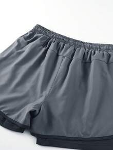 1pc Men's Outdoor Sports Running Shorts, Breathable Quick-Dry Printed, Suitable For Spring/Summer Outdoor Running & Fitness - Dark Grey - View 4