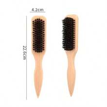 1pc Professional Salon Pig Bristle Hair Brush, Suitable For Oily Hairstyles - Nylon Material Beard Brush For Men - Plastic Long Handle Haircut Brush - Multicolor - View 5