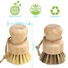 Bàn chải rửa chén bằng gỗ lông tự nhiên - Dụng cụ cọ rửa nhà bếp tiện dụng - Một kích cỡ phù hợp cho tất cả - Xem 9