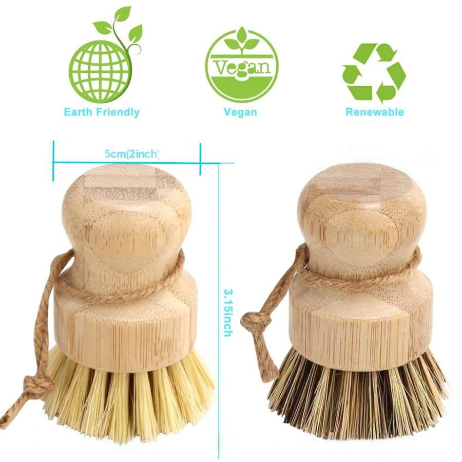 Bộ cọ rửa bát bằng tre cho bồn rửa nhà bếp. Dành cho gia đình, không chứa formaldehyde – Cọ rửa bát đĩa, chống dính & gang, lông cọ sisal + dừa.