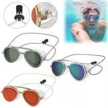 Anti-Fog Large Frame Swim Goggles, HD Wide View Comfort Swimming Glasses For Men Women, Durable Pool Beach Accessory - Sapphire Blue - View 3