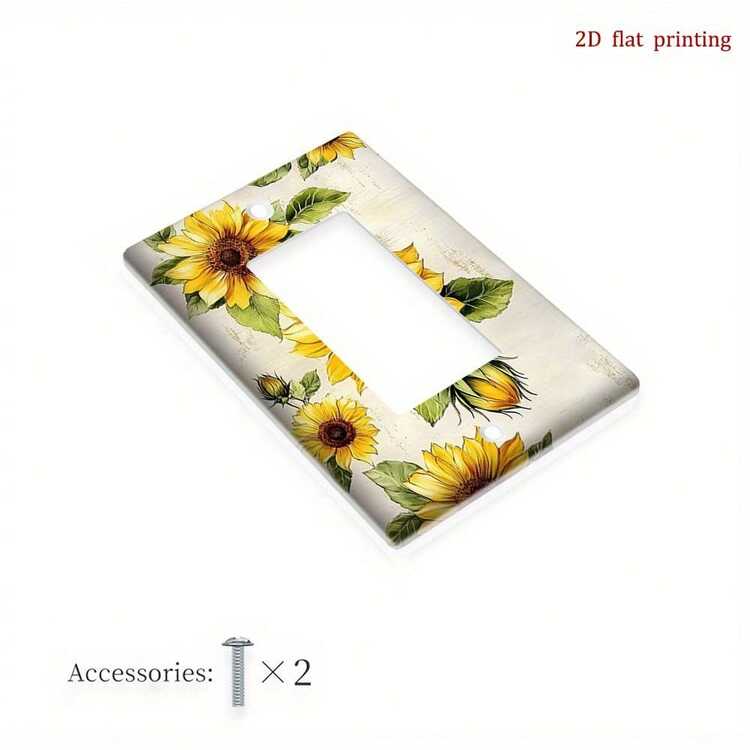 1pc Sunflower Style Switch Panel Cover - 2D Flat Printed Decorative Switch Panel With Sunflower Pattern, /Retrofit Installation Suitable For Home, Fits Single/Double Rocker/Toggle/ Switch (No Wiring Required), 2D Flat Version - A - View 10