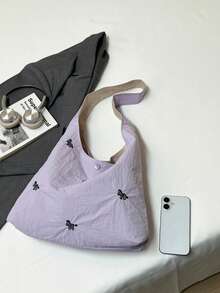 Women's Large Capacity Casual Solid Color Shoulder Bag - Purple - View 3