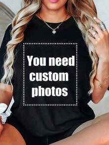 1 Piece Personalized Gift, Cat Theme - Custom Women's T-Shirt, Print Your Exclusive Slogan, Add Your Own Text/Image (Badge Pattern/Company Logo/Family Photo/Selfie). , Hippie, Casual, Minimalist Style. Personalized And Unique Men's Clothing, Compact Wardrobe, Basic/Urban Men's Wear. Ideal Gift For Boyfriend, Family, Friends, Suitable For Birthdays, Holidays, School/Competitions, Sports/Climbing, Also Suitable For Fall Fashion And Urban Events. Black Summer 180g 100% Soft Cotton - 黑色 - 查看 1