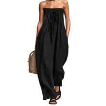 2026 Spring/Summer New Cotton-Linen Blend Simple Strapless Tube Top Jumpsuit - 粉紅色 - 查看 5