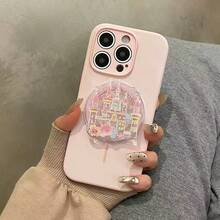 Pink Cartoon Element Castle Magnetic Phone Holder, Telescopic Stand, Desktop Foldable Support Bracket, Suitable As Holiday Gift, For Students, Friends, And Girlfriends Mother's Day Birthday Gift - Pink Castle - View 3
