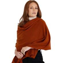 Velanio Cashmere 100 Cashmere Knitted Wrap Pashmina Shawl Extra Large Scarf  For Women Travel - 鏽 - 查看 1