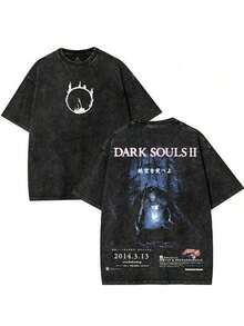 Lightweight Cotton T-Shirt With A Double-Sided Dark Souls II Print, A Great Gift For Game Fans, A Stylish Streetwear Gift For Men, A Graphic Tee. Suitable As A Great Gift For Friends, Soft And Comfortable, Perfect For Casual Wear And A Comfortable Wearing Experience, Suitable For All Seasons - Machine Washable. - 白色 - 查看 4