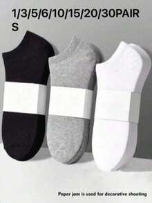 20 paires de chaussettes de cheville de couleur unie pour femmes - Blanc - Voir 15
