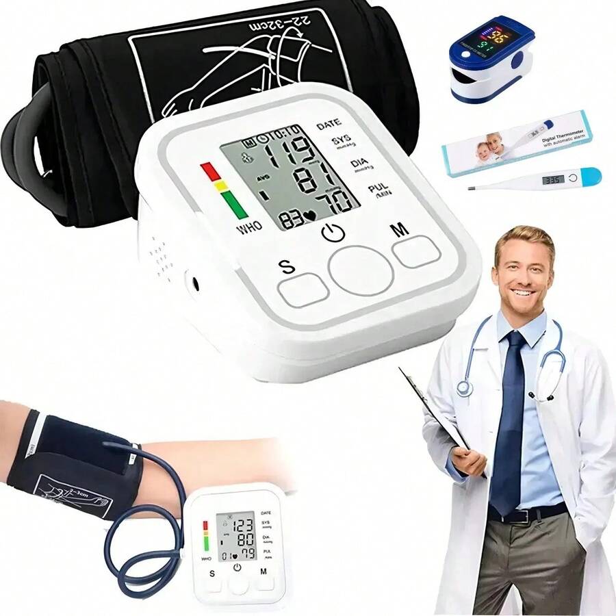 Kit De Salud Completo: Baumanómetro Digital, Oxímetro De Pulso Y Termómetro - Conjunto de dos piezas - Ver 1