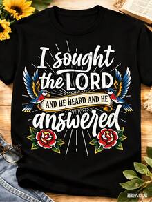 Talla Grande - Talla Grande - Encuentro con el Señor, Él Me Sanó Camiseta Vintage de Fe, Letras Desgastadas e Impresión de Versículo, Transpirable para Uso Casual en Todas las Estaciones, Idea de Regalo Religioso (Unisex para &) Premium Redondo, Moda de Temporada, Diseño Retro - Negro - Ver 6