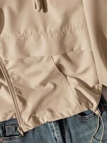 Chaqueta cortavientos casual color caqui, simple y de moda para uso diario en otoño/invierno - Burdeos - Ver 5