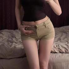 Low Waist Khaki Women Shorts 2026 Summer Fashion High Street Slimming Hot Pants Vintage Y2K Hot Girls Shorts - 卡其色 - 查看 1