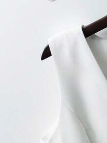 Top corto con cuello en V para mujer, estilo retro ajustado a la cintura, elegante de alta gama, para verano - Blanco - Ver 3