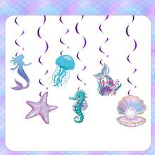 24pcs Ocean-Themed Birthday Party Bunting Set, Including 18pcs Buntings And 6pcs Hanging Spirals, Suitable For Birthdays, Parties, Weddings, Home Hanging Decorations, Spring Decorations, Holiday Basket Fillers, Photo Backdrops, Bohemian-Style Decorations, And Aesthetic Room Decor - Multicolor - View 10