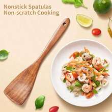 7/1 Juego de utensilios de cocina de boxwood natural de alta calidad, que incluye espátula, colador de arroz, cucharón de sopa, colador y cuchara de cocina, espátula para la cocina, regalo de Navidad - Color de madera natural - Ver 4