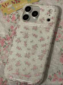 Funda de teléfono estilo coreano con delicado encaje floral para iPhone 17 Pro Max, 16 Pro, 15 Pro, 14 Pro Max, diseño femenino con cobertura completa y protección - Rosa - Ver 3