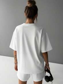 Camiseta de manga corta holgada y de moda para mujer |   Diseño exquisito |   Esencial de verano |   Fácil de combinar |   Muestra tu estilo - Multicolor - Ver 4