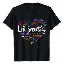 Camia de Mujer para la Semana de Apreciazión del Secretario de la Unidad, Estilo Athleisure, Diseño Moderno, Manga Corta, Holgada, Nueva, Verano, Top Adelgazante, Transpirable y Cómoda - Negro - Ver 1