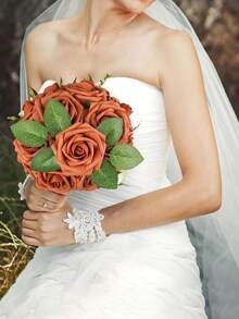 5/10/15/20/25/30 cành hoa hồng nhân tạo, thích hợp để tự làm bó hoa cưới, trang trí bàn làm việc, tiệc tùng, trang trí nhà cửa, đóng gói trong túi OPP (không hộp), quà tặng ngày Valentine, sinh nhật, tốt nghiệp. - trái cam - Xem 5